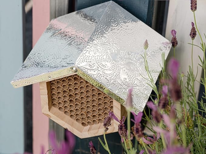 Rivajam Beekeeper Pro Mach II Mason Bee House - Strong + Waterproof Bee Hotel & Insect Habitat - Replaceable Mason Bee Tubes Filled Bee Houses for The Garden - Pollinator House Gardening Gifts