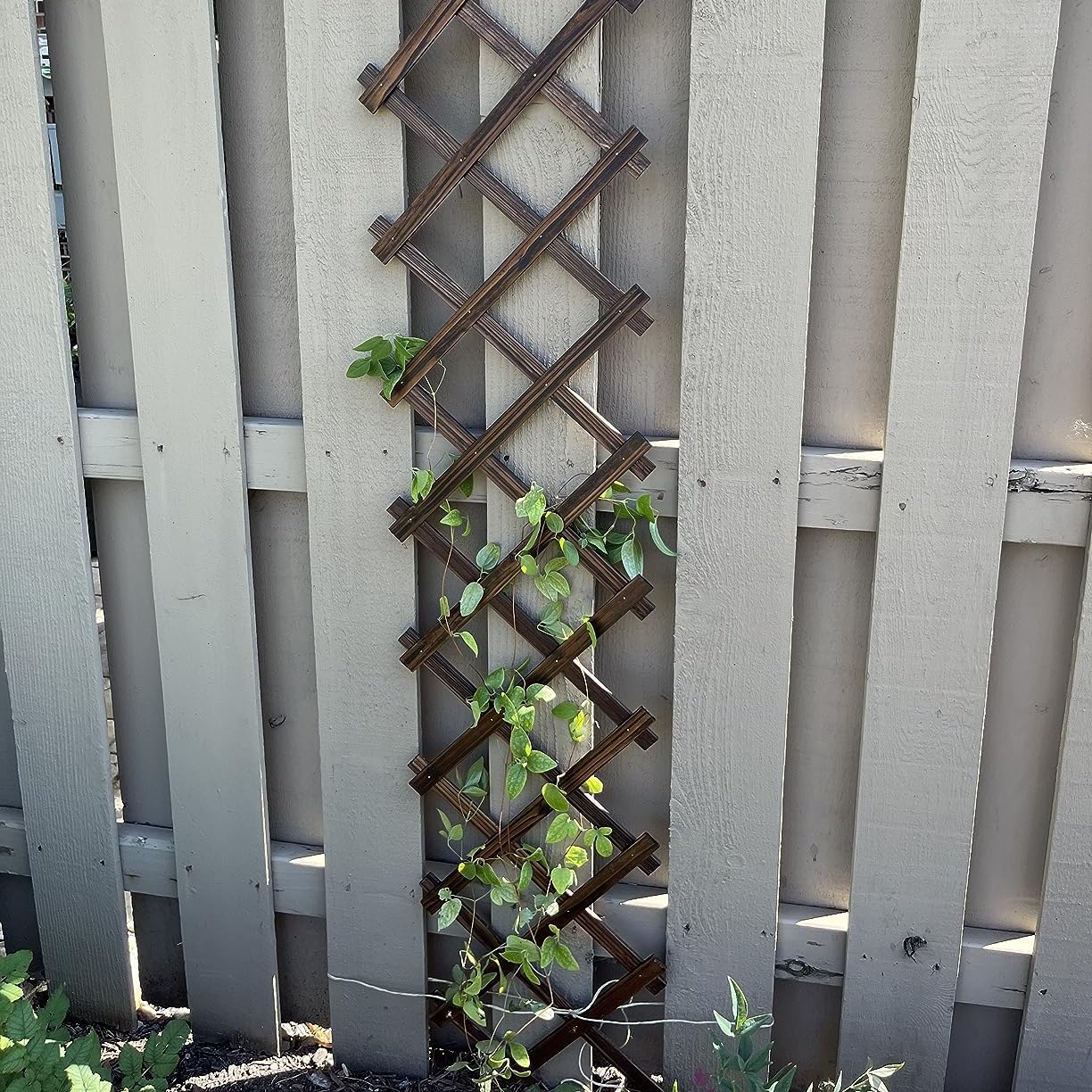 2 Pcs Expandable Garden Trellis, Wooden Lattice Wall Fence Trellis for Climbing Plants Ivy Vine Rose Clematis 13" x 68" for Outdoor Garden Patio Room Decor (2)