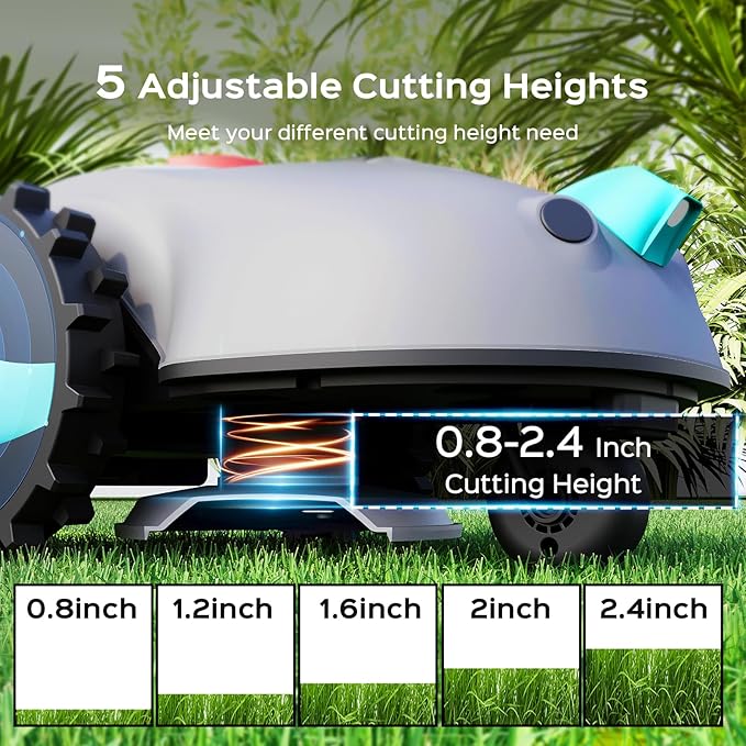 V100 Robot Lawn Mower with HD Vision Navigation, Smart Obstacle Detection, Collision Sensors, Adjustable Cutting Height, Low-Noise Operation—Perfect for Small Lawns up to 1,600 sq ft.