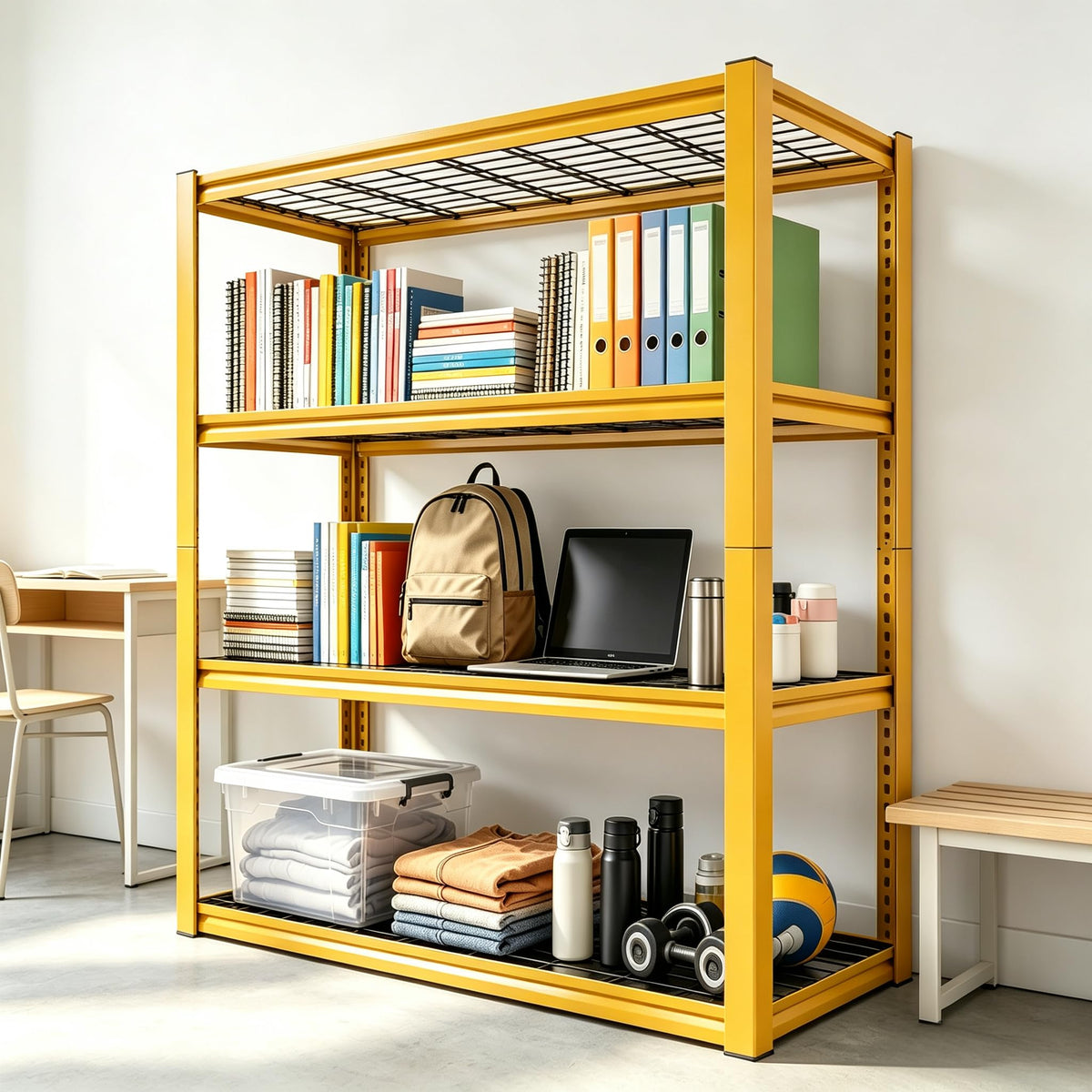 40" W Yellow Garage Shelving with Double (40" W X 19.7" D X 59.9" H)
