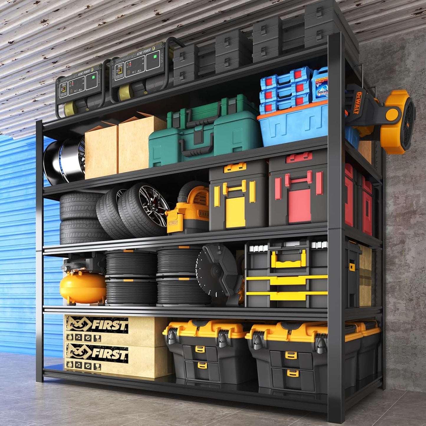 Garage Shelving Heavy Duty,5 Tier Adjustable Metal Shelving Storage Rack,Storage Shelves,48" Wx20 Dx72.2 H,Industrial Shelving Unit for Basement,Warehouse,Garage Organization.1 Pack