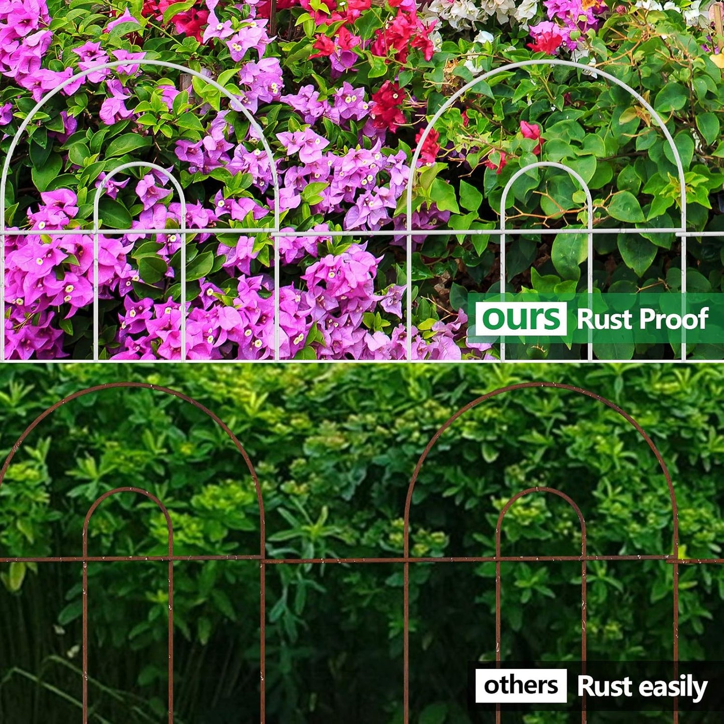 AMAGABELI GARDEN & HOME 35Panels 18in(H)×50ft(L) Decorative Garden Fences and Borders for Dogs Garden Fencing Animal Barrier No Dig Rustproof Metal Fence Panels for Flower Bed Fence White