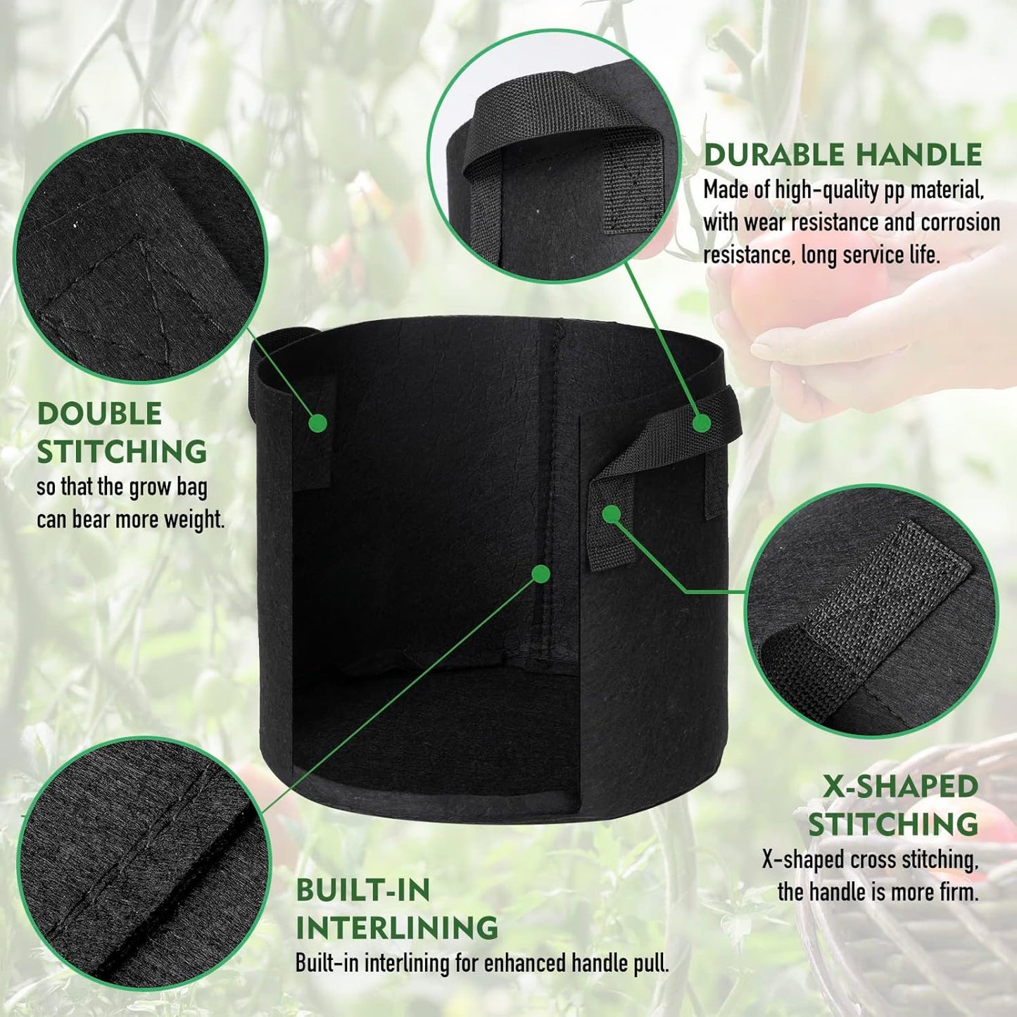 3-Pack 50 Gallon Grow Bags Outdoor Plant Pots with Handles Potato Grow Bags