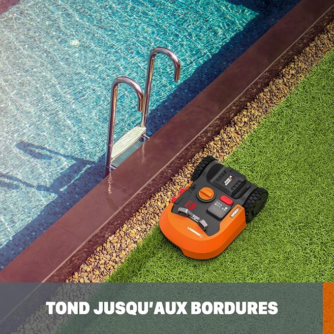 WORX Landroid L WR155E Robotic Lawnmower for Large Gardens/Self-Propelled Lawnmower for Clean Lawn Cutting in No Time at All, Orange, 2000 m2