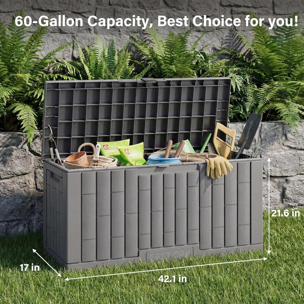 Outdoor Storage Box (Ash Grey / 60 Gallon)