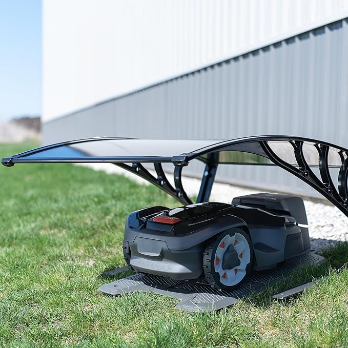 Life Finds Outdoor Shade Cover Designed for Robotic Lawn Mowers, Portable Garage Roof for Robot Mowers, Weather Resistant Polycarbonate Canopy, Black, LF-RLS1