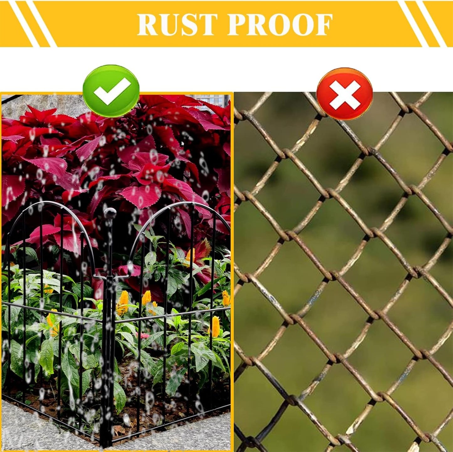 Garden Fence, 22 in(H) x 10.83 ft(L) Arched Rustproof Metal No Dig Fence Garden Fence Border, Ground Stake Animal Barrier Fence for Rabbit Dog, Outdoor Decor for Yard & Patio