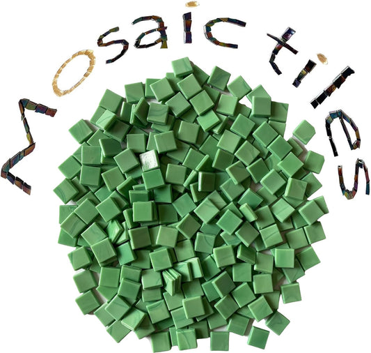 SMEIINIK 1.1lb/500g Square Mosaic Tiles for Crafts Bulk,Glass Tiles for Art Mosaic Projects, Iridescent Stained Glass Pieces for Mosaic Works (AJ23-34)