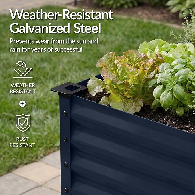 Best Choice Products 48x24x30in Galvanized Raised Garden Bed, Metal Elevated Planter Box, Vegetable Garden for Backyard, Patio, Balcony - Navy Blue