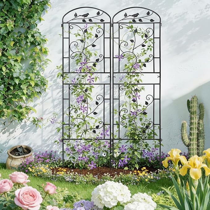 Garden Trellis for Climbing Plants Outdoor, Rustproof Metal Trellis with Black Coating, Plant Climbing Support for Rose Vines Flowers Vegetables Fruits - 4 Pack 71x20 in Plant Trellis Outdoor
