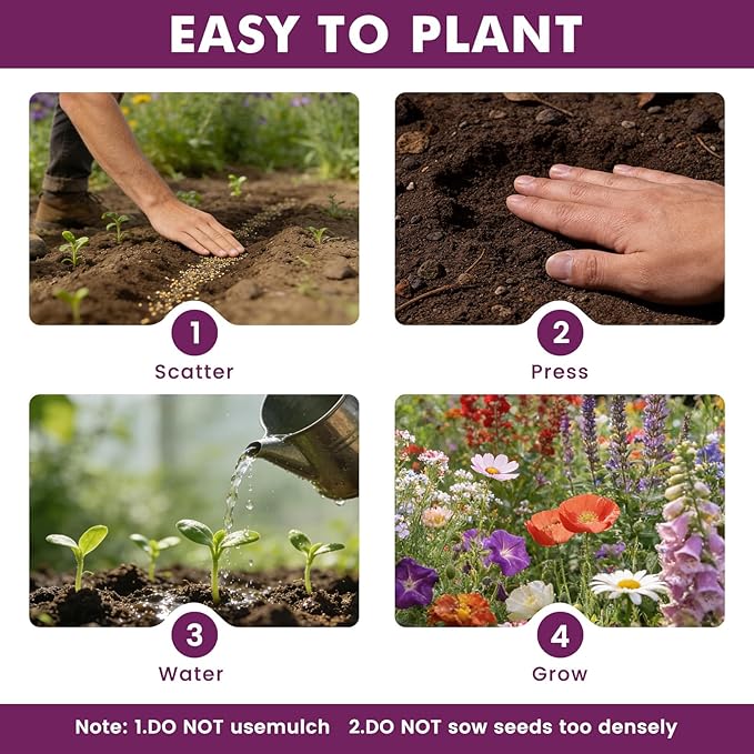 Wildflower Seeds Bulk 10000+, 1.06oz Butterfly Hummingbird Mix, 21 Variety Perennial Annual Mix, Non-GMO Heirloom Flower Seeds for Planting Outdoor Indoor, High Germination Rate Garden Seeds