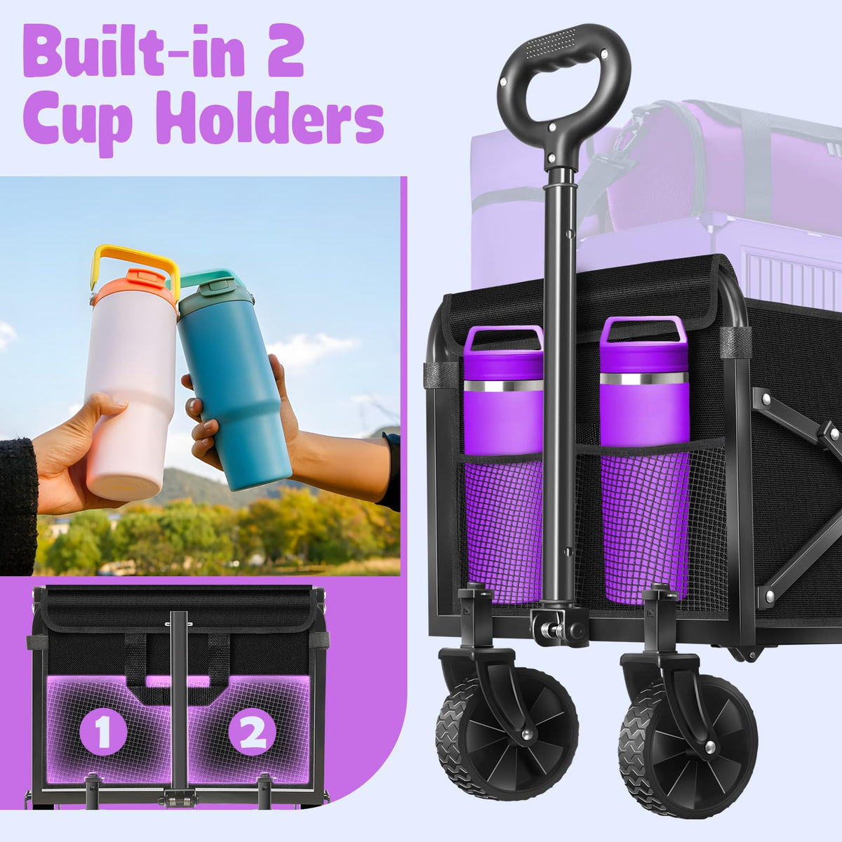 Wagon Cart Foldable (Light Black-360lbs)