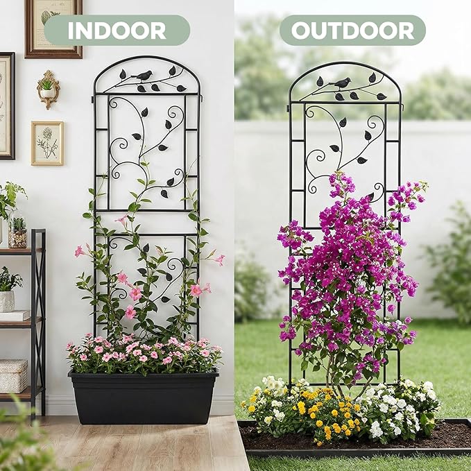 Garden Trellis for Climbing Plants Outdoor, Rustproof Metal Trellis with Black Coating, Plant Climbing Support for Rose Vines Flowers Vegetables Fruits - 2 Pack 71x20 in Plant Trellis Outdoor