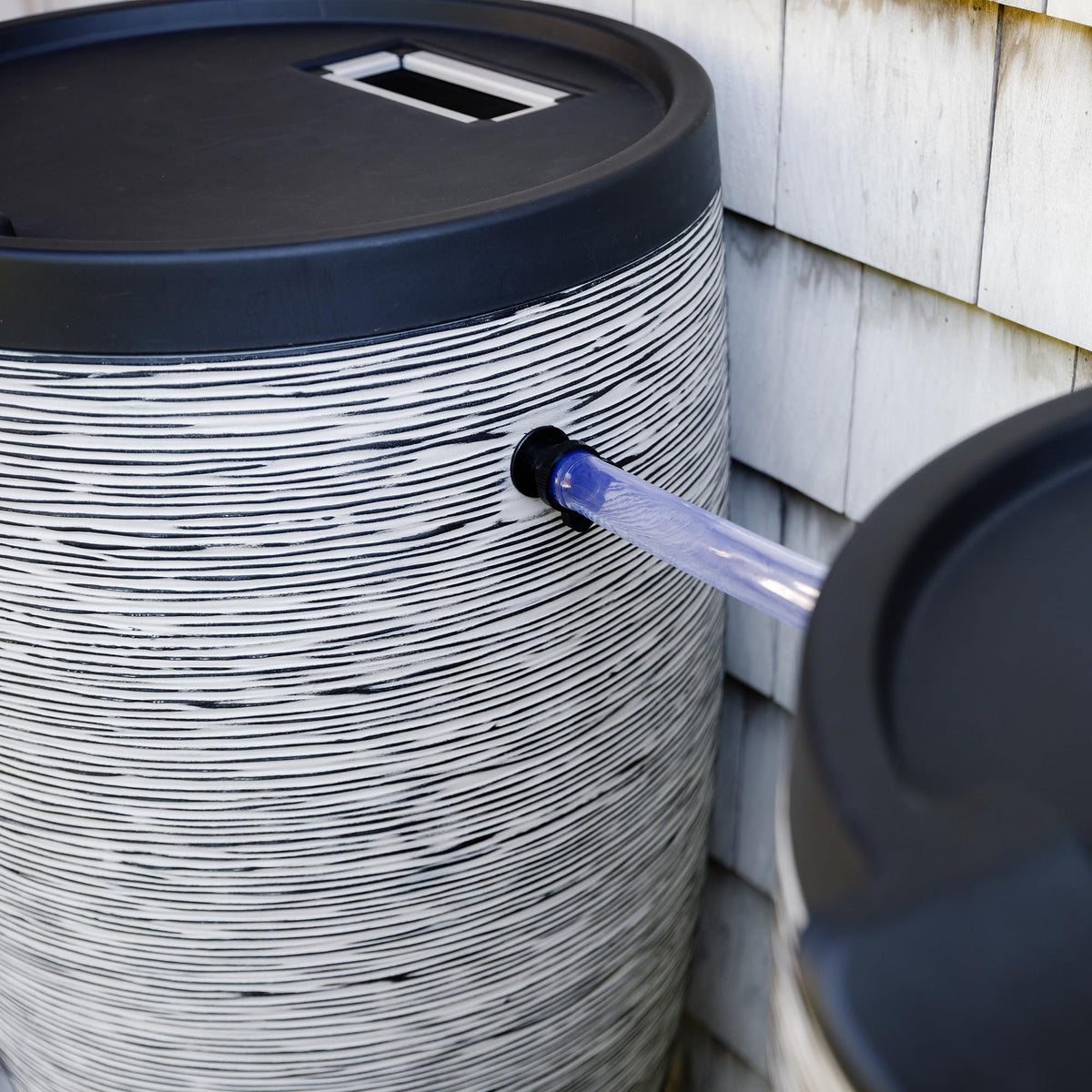 Newport 50‑Gallon Flat‑Back Rain Barrel with Stand & Planter Bundle (Slate / Rain Barrel & Planter Bundle)