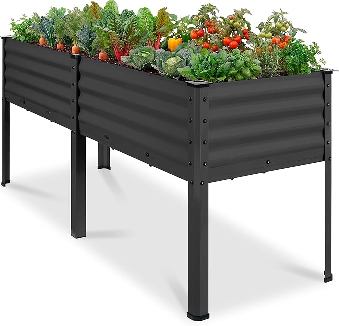 Best Choice Products 72x24x30in Non Toxic Galvanized Raised Garden Bed, Metal Elevated Planter Box, Vegetable Garden, 100% Non Toxic Materials - Charcoal