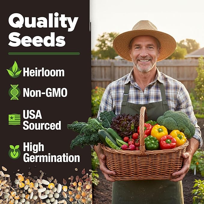 HOME GROWN 12 Fall Vegetable Seeds 9600+ Heirloom Seeds for Fall & Winter Planting – Beets, Broccoli, Cabbage, Kale, Onion, Pumpkin, Turnip, Lettuce, Peas & More for Home Garden
