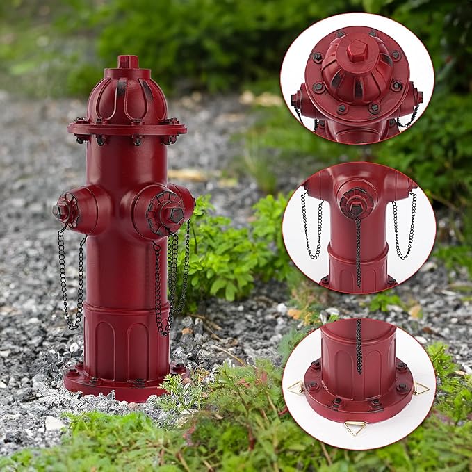 Garden Fire Hydrant Outdoor Statue, Puppy Pee Post Training Tool Resin Ornaments for Dog to Peed on, 14.6" Fire Hydrant Replica, Yard Lawn Backyard Sculpture Decor Firefighter Gifts for Men