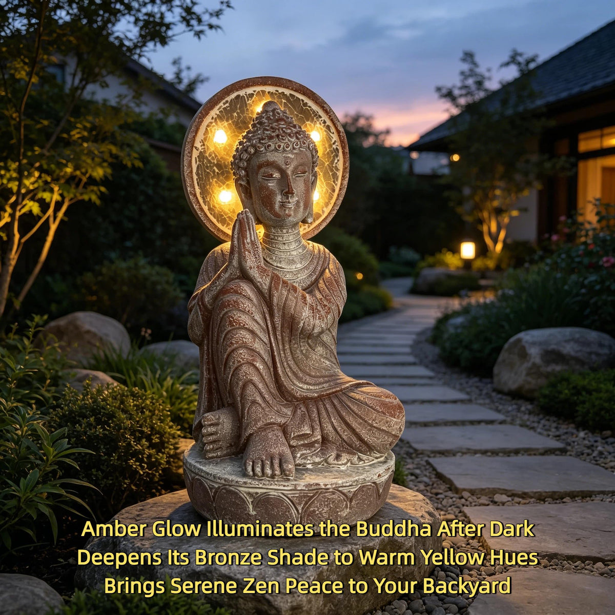 11.5in buddha statue outdoor (Rustic Sandstone)