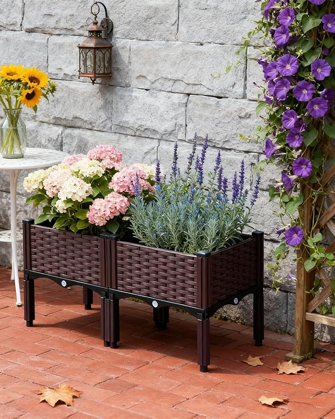zeng Raised Garden Bed Planter, Elevated Planter Box, Vegetable Garden for Backyard, Patio, Balcony