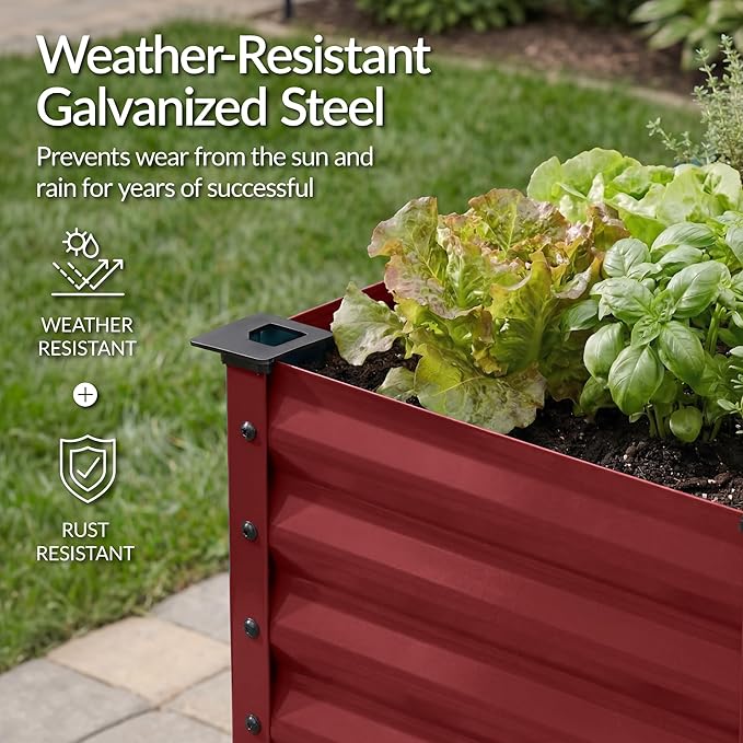 Best Choice Products 48x24x30in Galvanized Raised Garden Bed, Metal Elevated Planter Box, Vegetable Garden for Backyard, Patio, Balcony - Royal Red