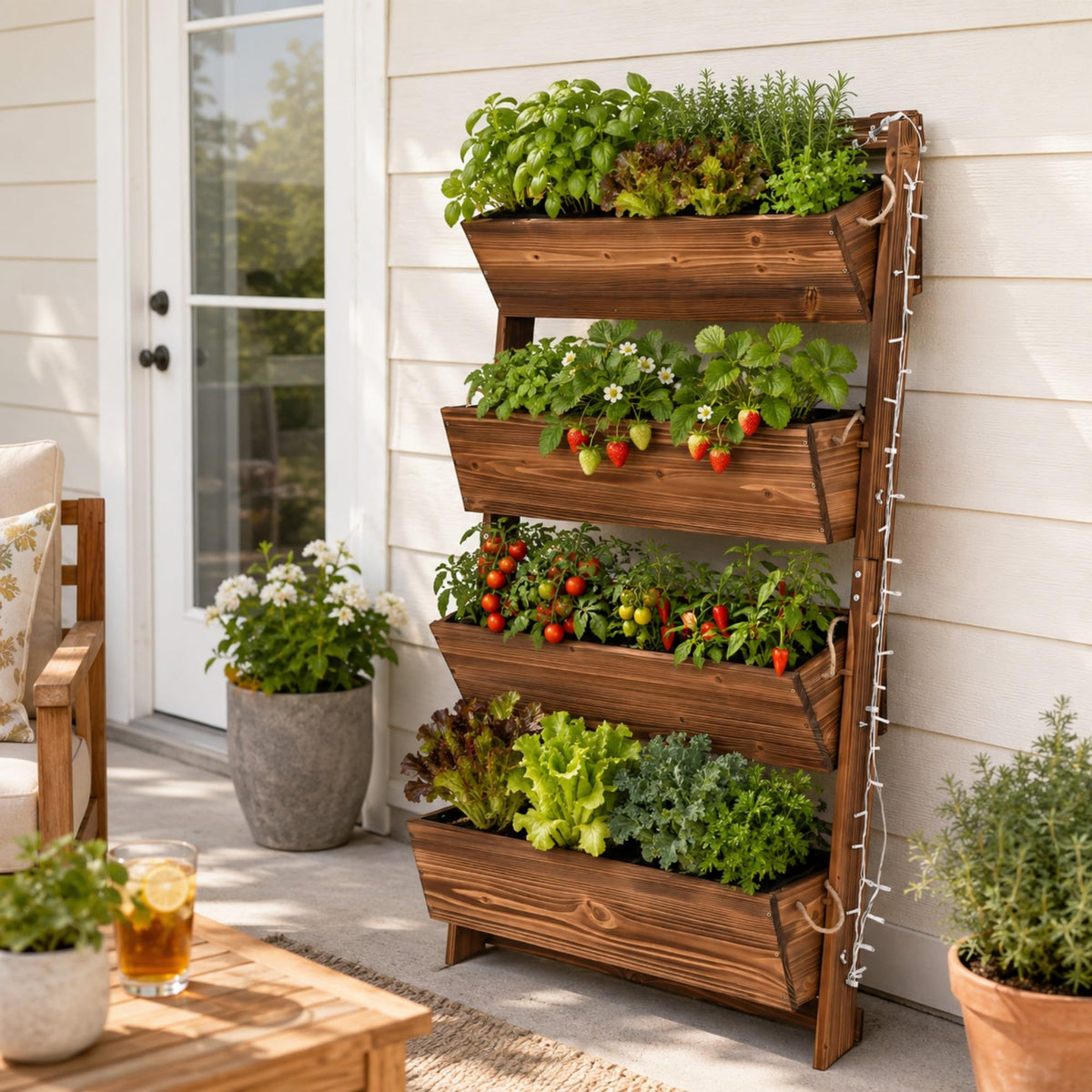 4ft 4 Tier Lighted Wall (51"h-4-tier Raised Garden Bed)