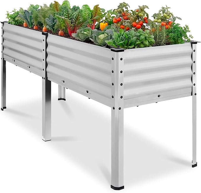 Best Choice Products 72x24x30in Non Toxic Galvanized Raised Garden Bed, Metal Elevated Planter Box, Vegetable Garden, 100% Non Toxic Materials - Silver