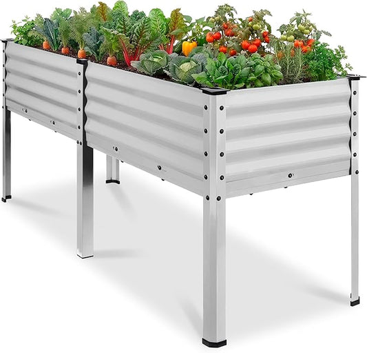 Best Choice Products 72x24x30in Non Toxic Galvanized Raised Garden Bed, Metal Elevated Planter Box, Vegetable Garden, 100% Non Toxic Materials - Silver