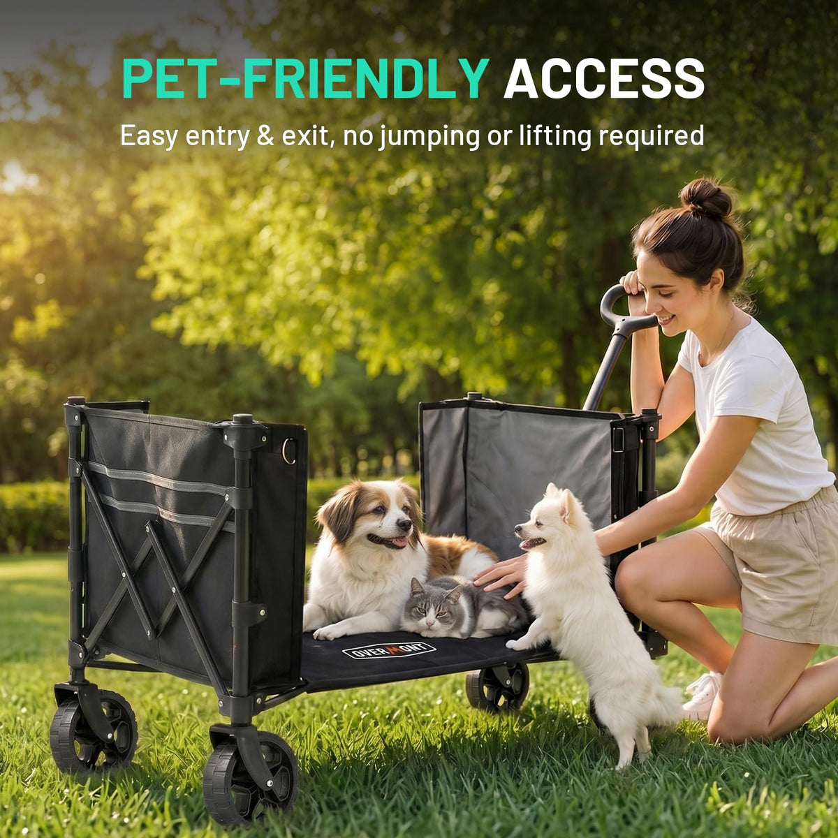 3 in 1 Wagon Cart Converts to Bench 120L Foldable Cart Side Open (Side-open Compact)