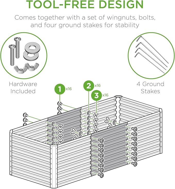 Best Choice Products 4x2x2ft Outdoor Metal Raised Garden Bed, Deep Root Box Planter for Vegetables, Flowers, Herbs, 119 Gallon Capacity, 100% Non Toxic Materials - Dark Brown Wood Grain