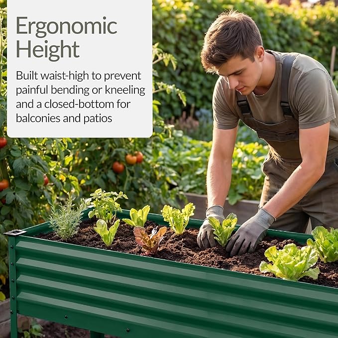 Best Choice Products 48x24x30in Galvanized Raised Garden Bed, Metal Elevated Planter Box, Vegetable Garden for Backyard, Patio, Balcony - Dark Green