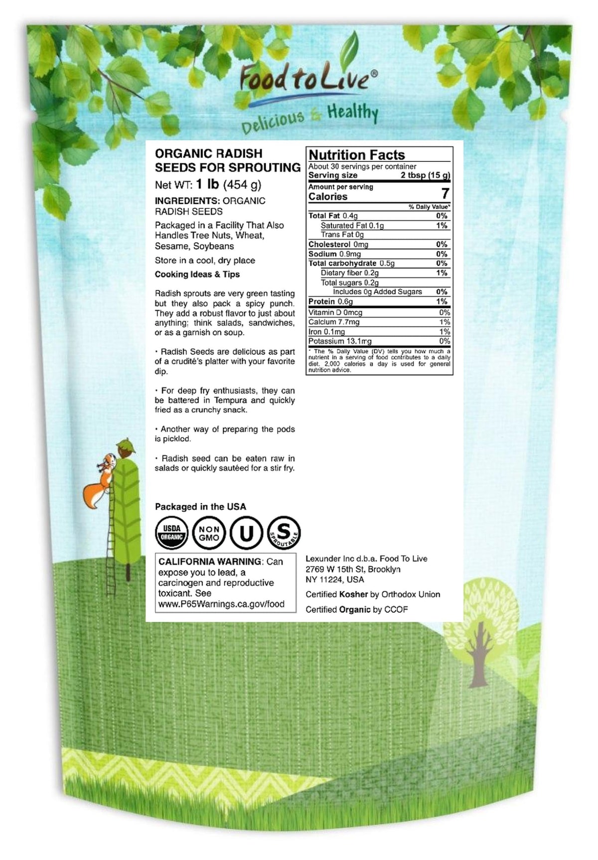 Organic Radish Seeds for Sprouting (16 Ounce)