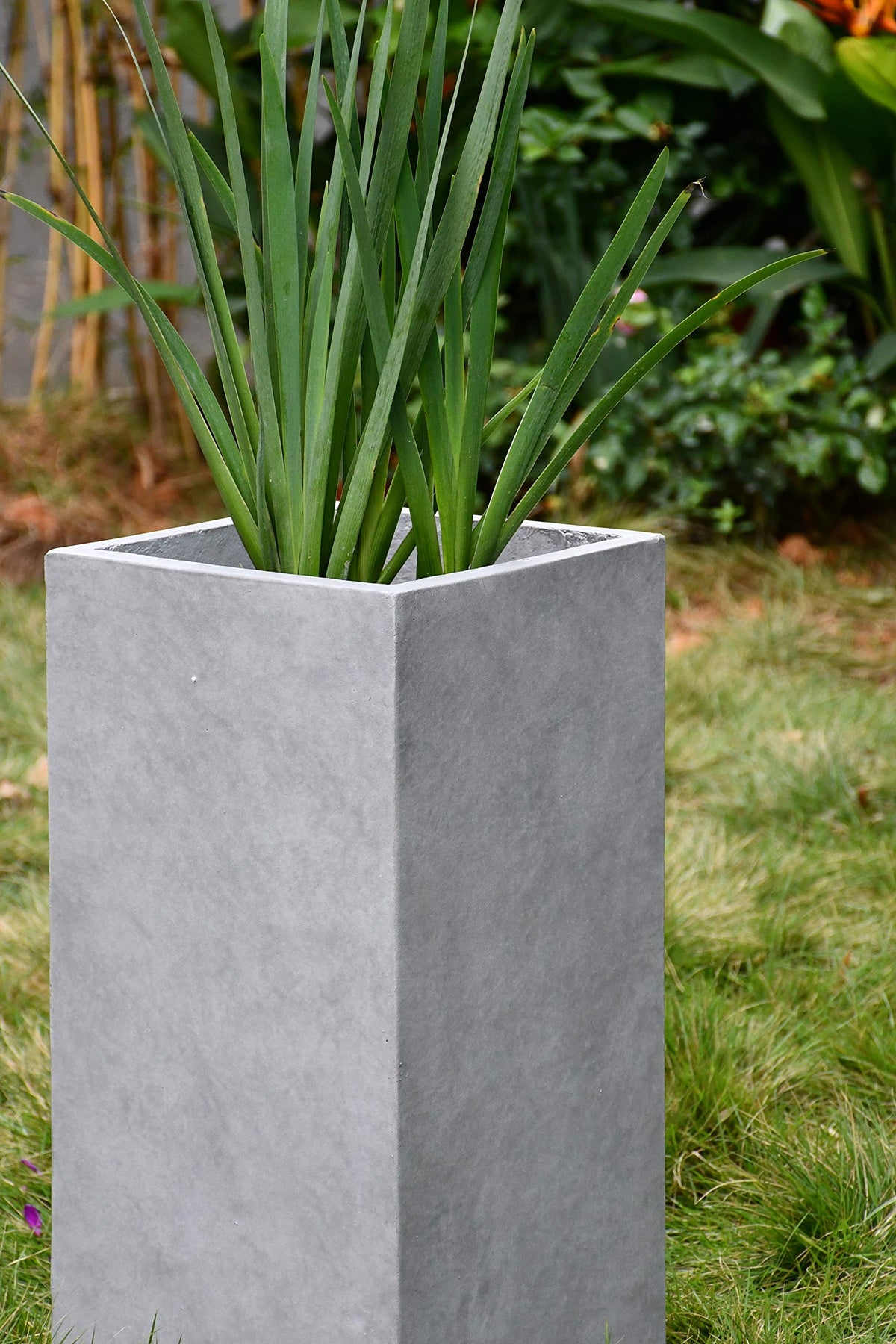 Accent Column Square Pale Gray Concrete Planter 23.6" H (Natural Concrete / 23.6" H)