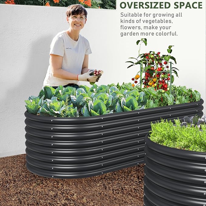 FRIZIONE 8FT(L)×3FT(W)×2FT(H) Raised Garden Bed Outdoor,Raised Garden Beds for Flower, Raised Planter Box Outdoor for Herb, Vegetable-Gray