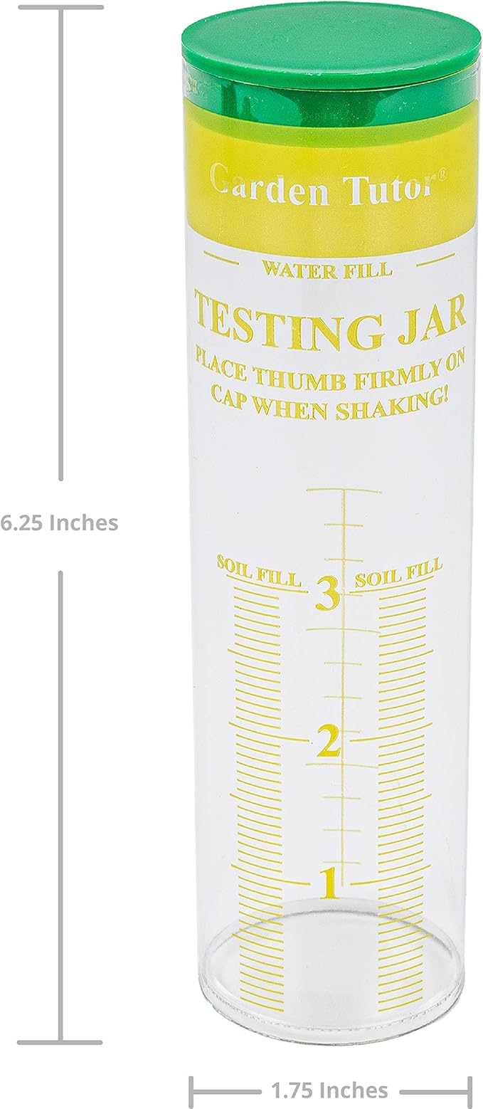 Garden Tutor Soil Texture Test Kit - Test Soil Structure, Calibrated Testing Jar, Measure Soil Layers, Improve Your Soil, Handbook, Detailed Instructions, Find Plant Compatibility, Determine Amendment