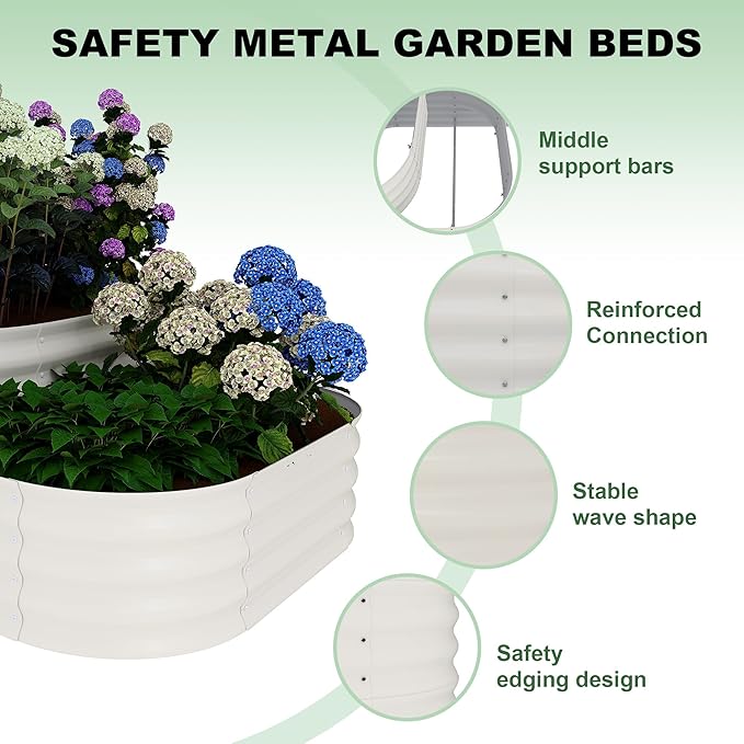 CABIHOME 30.7" Deep Galvanized Steel Raised Garden Bed, Open-Base Expandable Planter Box, Family-Friendly Gardening Kit for Veggies/Flowers, 5x3.5x2.5 Ft, White
