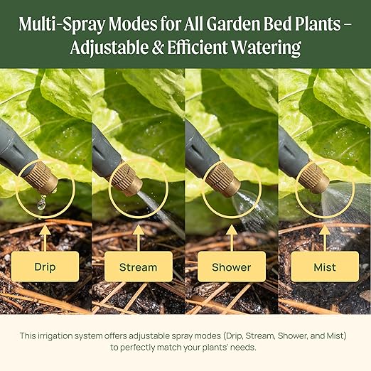 Vego Garden Irrigation Kit - Drip Irrigation System for Raised Garden Beds, Efficient Watering Solution for Vegetables, Flowers, and Plants, Easy DIY Installation