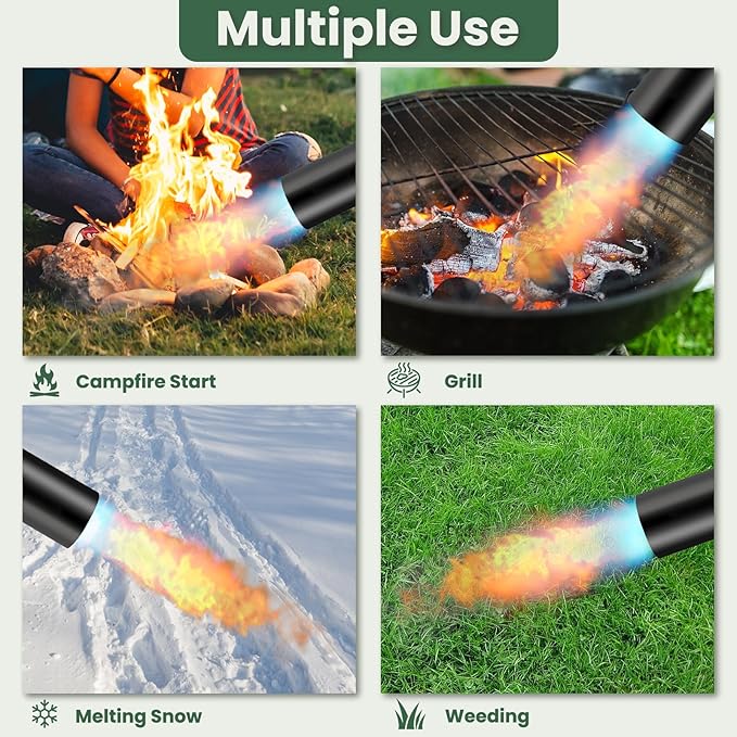 Portable Propane Torch Weed Burner Kit with Storage Bag, High Output BTUs Weed Torch with 10 FT Hose, Self Igniter Weed Flame Torch for Campfires,Roofing,Melting Snow and Ice,Road Marking