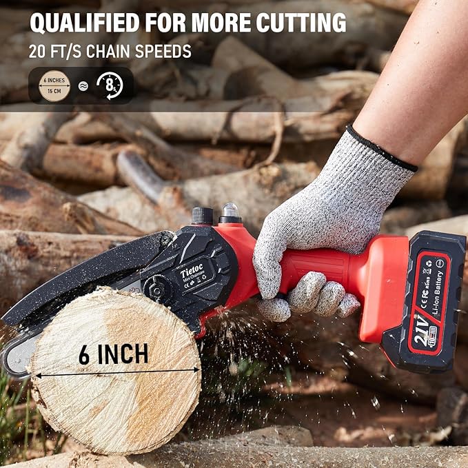 Tietoc Mini Chainsaw 6-Inch with 2 Batteries, Electric Saw, Stocking Stuffers Christmas Birthday Gifts Present for women mom wife Adults, Cool Gadgets 2025