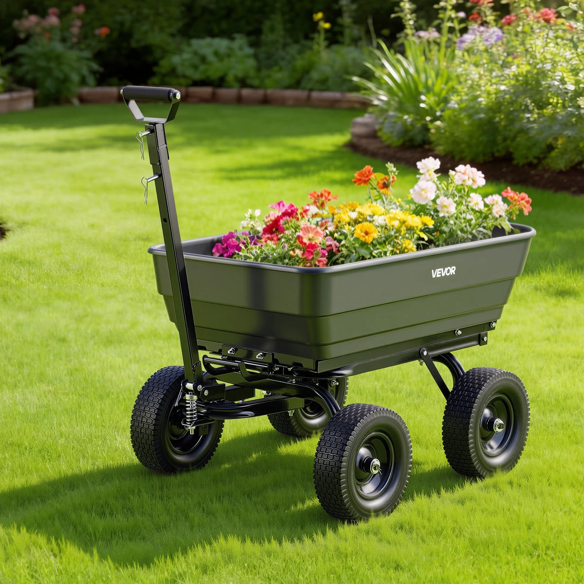 7 Cu.Ft 1200LBS Poly Garden Cart Dump Wagon (Darkgrey)