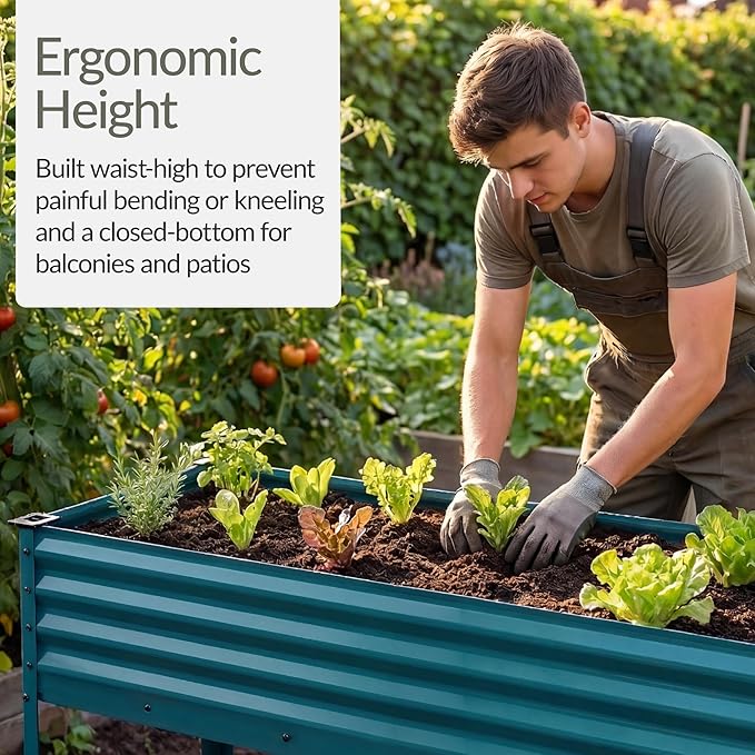 Best Choice Products 48x24x30in Galvanized Raised Garden Bed, Metal Elevated Planter Box, Vegetable Garden for Backyard, Patio, Balcony - Peacock Blue