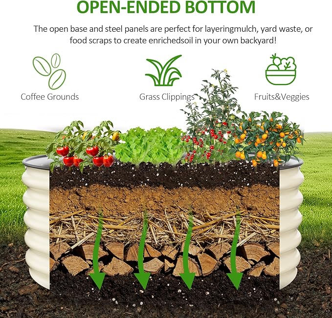 Gruper Galvanized Raised Garden Bed, 3.5ft x 17'' Tall Round Metal Planter Raised Garden Boxes Outdoor for Vegetable Fruits Flower Herb, Anti-Rust and Sturdy & Easy-Setup