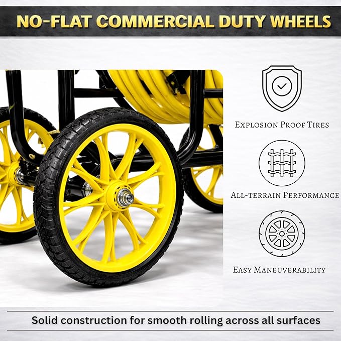 Garden Hose Reel Cart, Heavy Duty Hose Reel with Wheels, Outdoor Water Hose Reel for Backyard, Garden, or Lawn, Metal Hose Carts (400ft Hose Carriage)