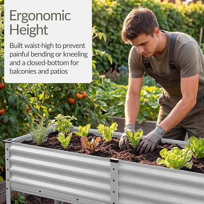 Best Choice Products 72x24x30in Non Toxic Galvanized Raised Garden Bed, Metal Elevated Planter Box, Vegetable Garden, 100% Non Toxic Materials - Silver