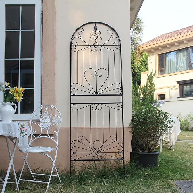 Trellis for Climbing Plants 82.7" H x 26.7" W Tall Garden Trellis Wrought Iron Heavy Scroll Metal Decoration Lawn Patio for Rose Clematis Ivy Weather Resistant 1 Pack