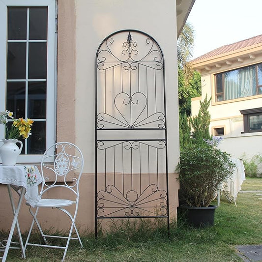 Trellis for Climbing Plants 82.7" H x 26.7" W Tall Garden Trellis Wrought Iron Heavy Scroll Metal Decoration Lawn Patio for Rose Clematis Ivy Weather Resistant 1 Pack