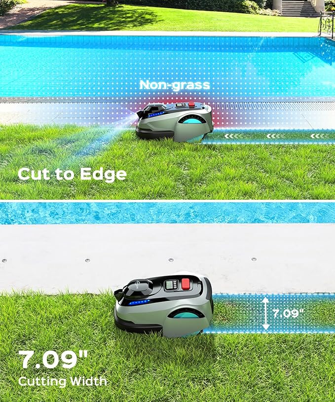 N1600 PRO Robot Lawn Mower, Wireless Design with RTK+Vision Navigation, 0.4 Acre Coverage, APP Smart Control Robot Lawn Mower, Multi-Zone Mowing, Curved Path, Adjustable Cutting Height