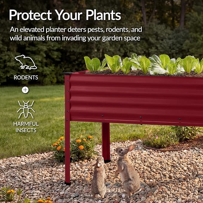 Best Choice Products 48x24x30in Galvanized Raised Garden Bed, Metal Elevated Planter Box, Vegetable Garden for Backyard, Patio, Balcony - Royal Red