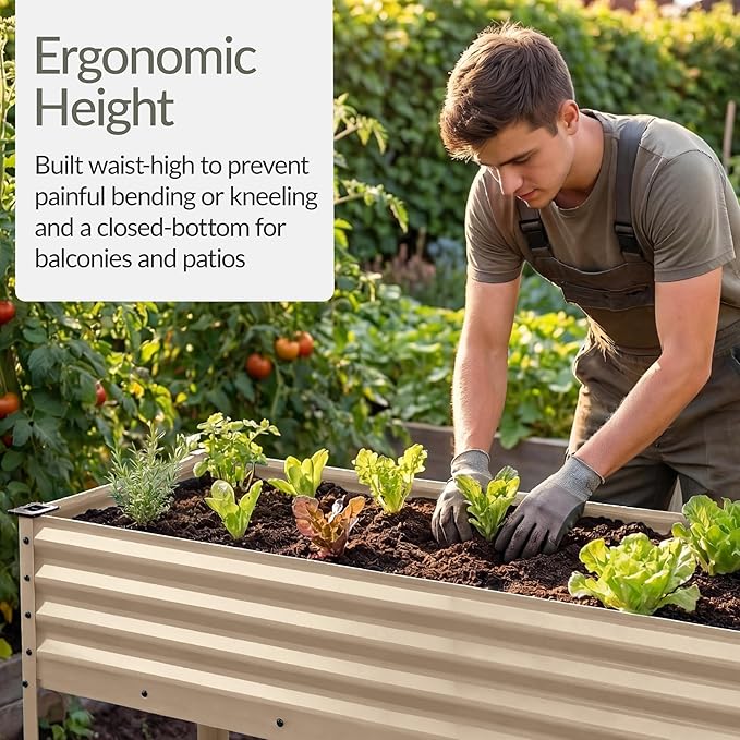 Best Choice Products 48x24x30in Galvanized Raised Garden Bed, Metal Elevated Planter Box, Vegetable Garden for Backyard, Patio, Balcony - Beige