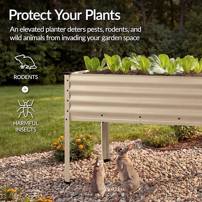 Best Choice Products 48x24x30in Galvanized Raised Garden Bed, Metal Elevated Planter Box, Vegetable Garden for Backyard, Patio, Balcony - Beige