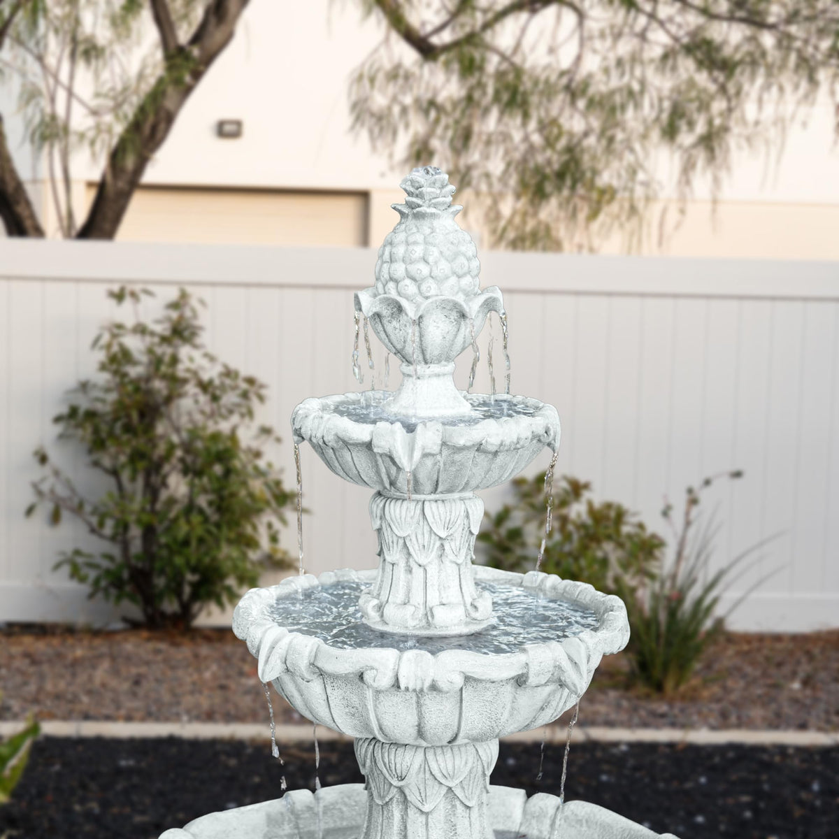 58.3" 3 Tier Outdoor Freestanding Water Fountain (White)